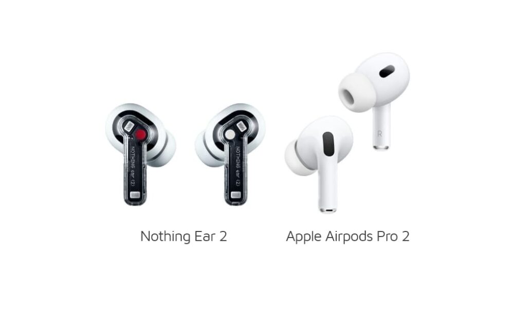 تفاوت بین هدفون‌ Nothing Ear 2 و Apple AirPods 2